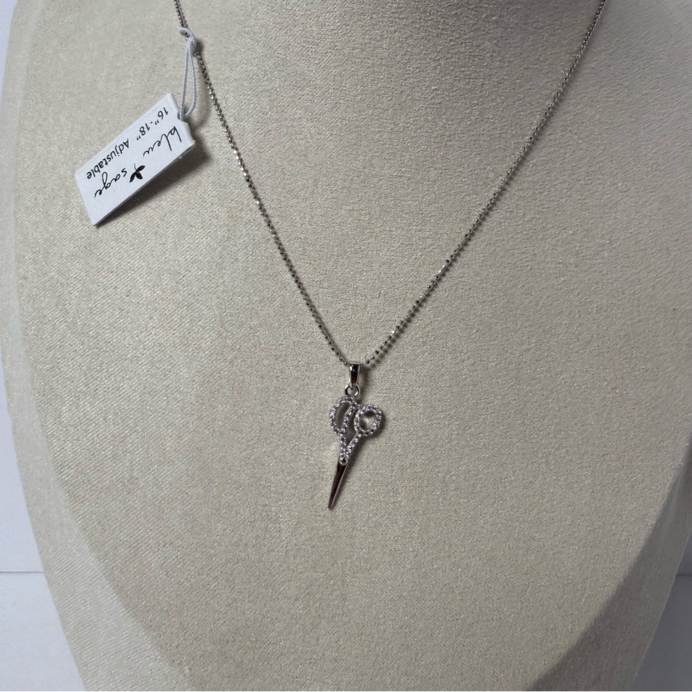 BLEU SAGE Sterling Silver 925 Scissor Necklace CZ Lobster Clasp Hairdresser Gift - Picture 8 of 9